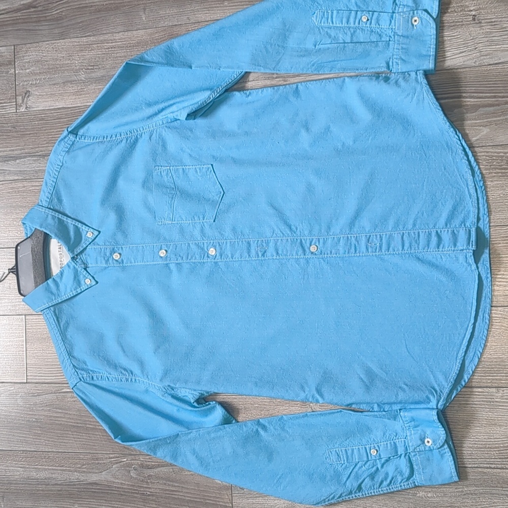 AEROPOSTALE Men's Turquoise Button Down Shirt L